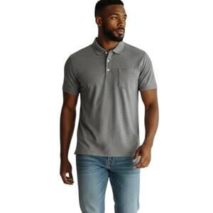 Peter Millar Men's Golf Polo Shirt L Heather Gray Short Sleeve Sport 1/4 Button